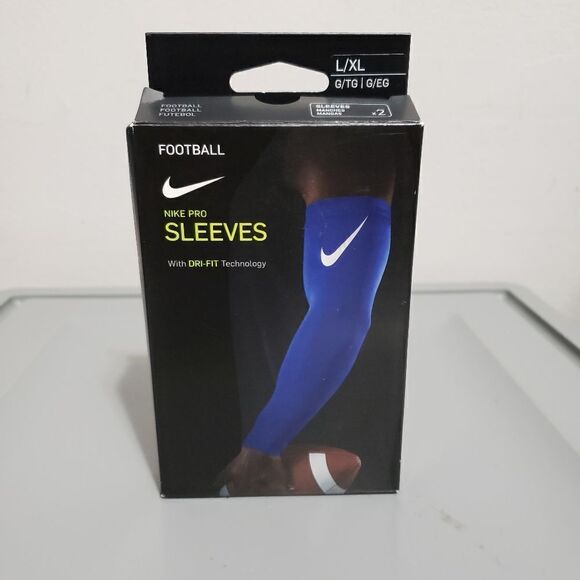 Nike Pro Dri Fit 3.0 Sz L/XL Blue  Compression Football Arm Sleeves 2 Pair - Picture 1 of 4